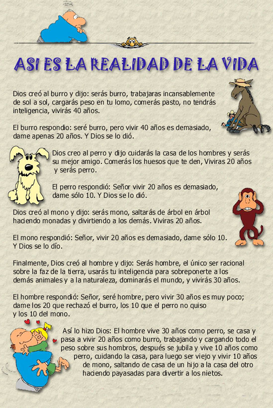 La realidad de la vida: Historias para Compartir